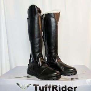 Black TuffRider Womens Tundra Fleece Lined Tall Boots in Synthetic Leather